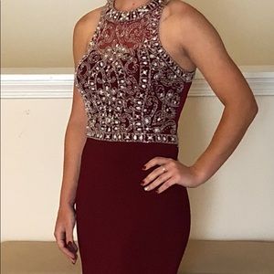 maroon prom dress